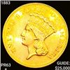 Image 1 : 1883 $3 Gold Piece CHOICE PROOF +