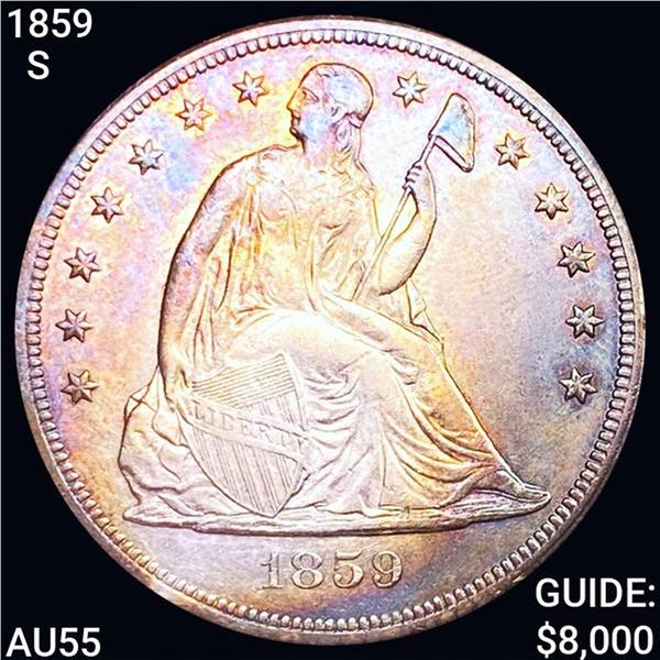 1859-S Seated Liberty Dollar CHOICE AU