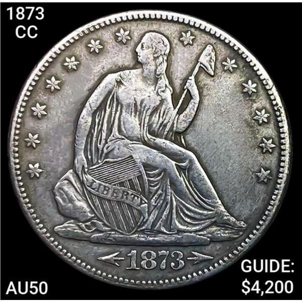 1873-CC Seated Liberty Half Dollar HIGH GRADE