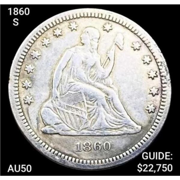 1860-S Seated Liberty Quarter HIGH GRADE