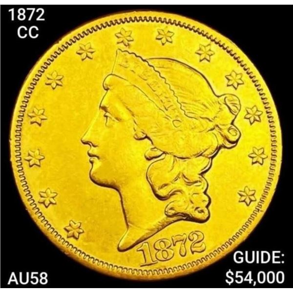 1872-CC $20 Gold Double Eagle CHOICE AU