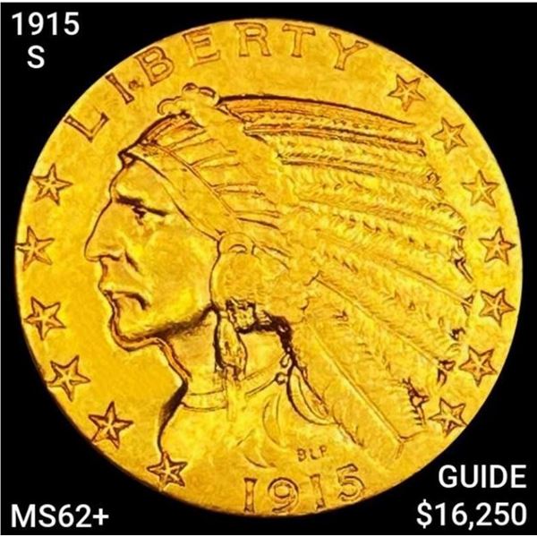 1915-S $5 Gold Half Eagle UNCIRCULATED+