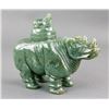 Image 1 : Chinese Green Jade Carved Rhino Vase with Cover