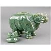 Image 2 : Chinese Green Jade Carved Rhino Vase with Cover