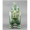 Image 3 : Chinese Green Jade Carved Rhino Vase with Cover