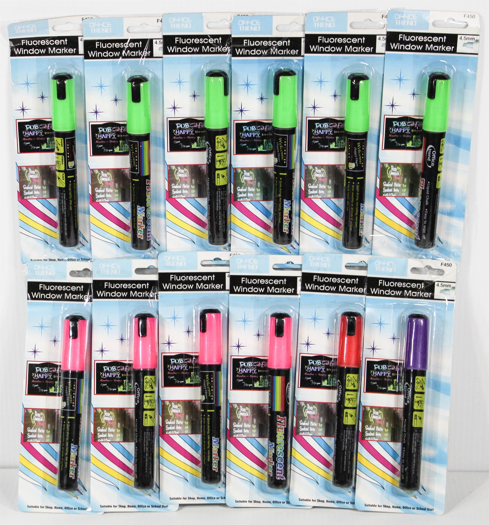 10 FLUORESCENT WINDOW MARKERS