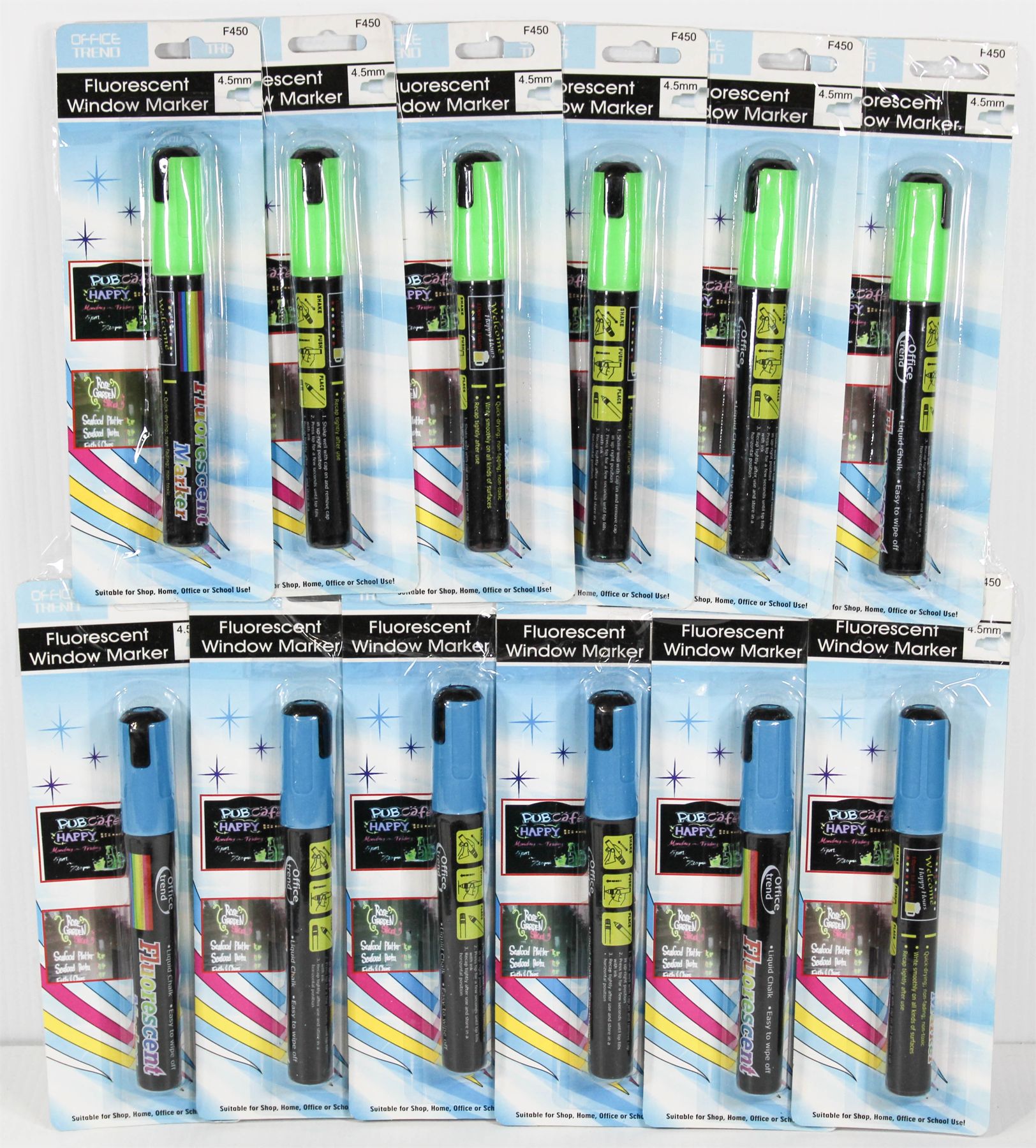 10 FLUORESCENT WINDOW MARKERS