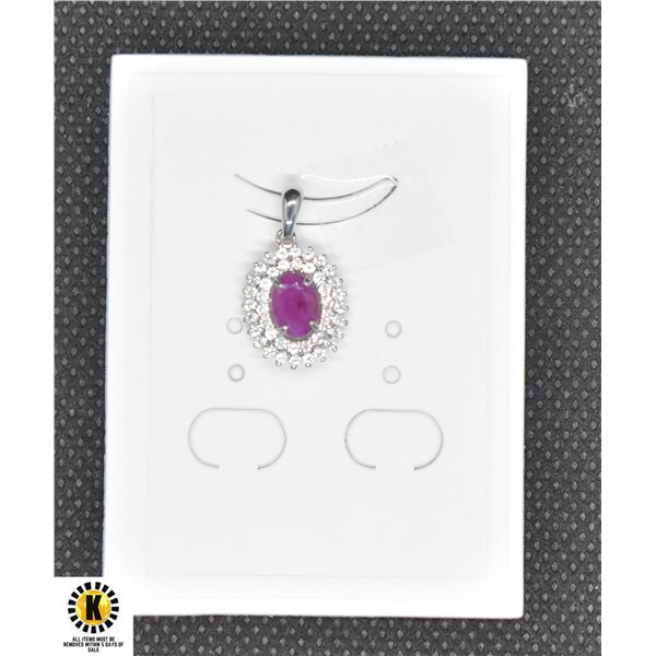 #264-NATURAL HEATED RUBY & CZ PENDANT