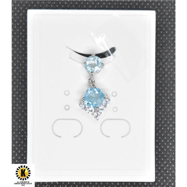 #275-NATURAL SKY BLUE TOPAZ & CZ PENDANT