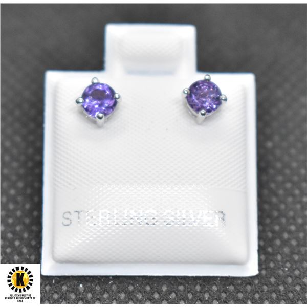 #241-NATURAL AMETHYST STUD EARRINGS