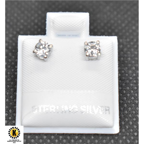 #248-NATURAL WHITE TOPAZ STUD EARRINGS