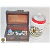 Image 1 : ESTATE WOOD TREASURE BOX FULL OF MOON STONE,
