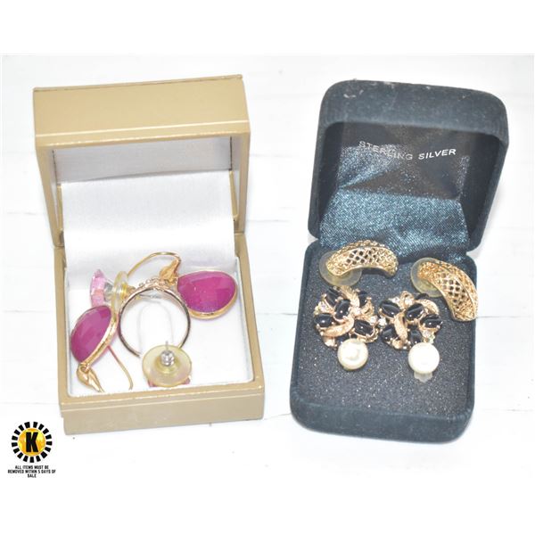 ESTATE EARRINGS IN BOXES & NECKLACE ALL