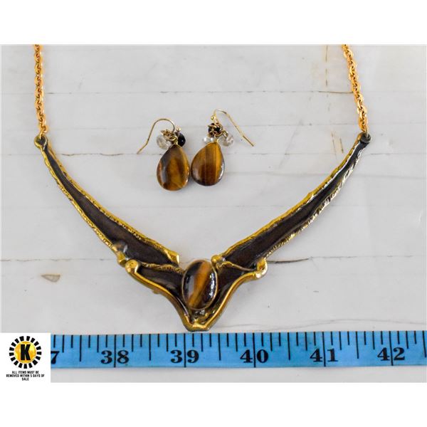 ESTATE CUSTOM MADE TIGERS EYE NECKLACE &