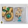 Image 1 : ESTATE HALLMARKED FANCY GREEN PENDANT & EARRINGS,