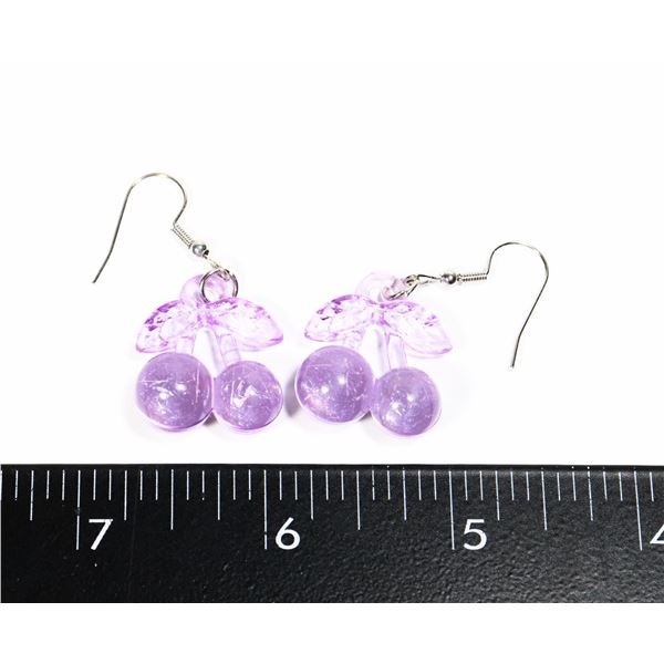 NEW LILAC CHERRY THEME DROP EARRINGS