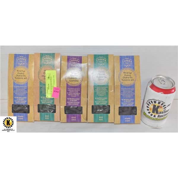 5 PACKS OF ASSORTED INCENSE CONES & HOLDERS