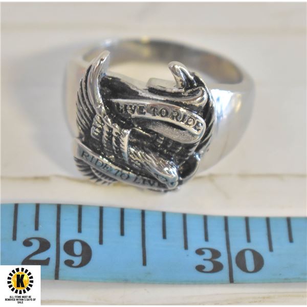 RING: "LIVE TO RIDE. RIDE TO LIVE" RING.SIZE: 16