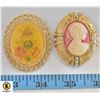 Image 1 : 2 VINTAGE GOLD TONE BROACHES INCLUDING CAMEO