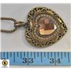 Image 1 : 29 INCH NECKLACE WITH JEWELED HEART PENDANT