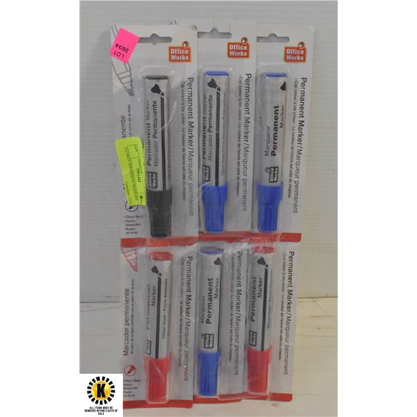 6 LARGE PERMANENT MARKERS