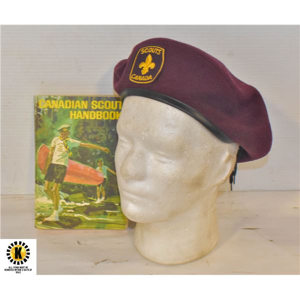 1960'S SCOUTS CANADA BERET & HANDBOOK