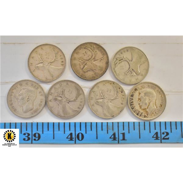 1943 SILVER QUARTERS SET OF 6