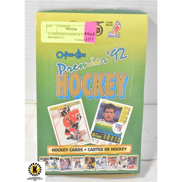 12 UNOPENED PACKS OF O PEE CHEE PREMIER 92