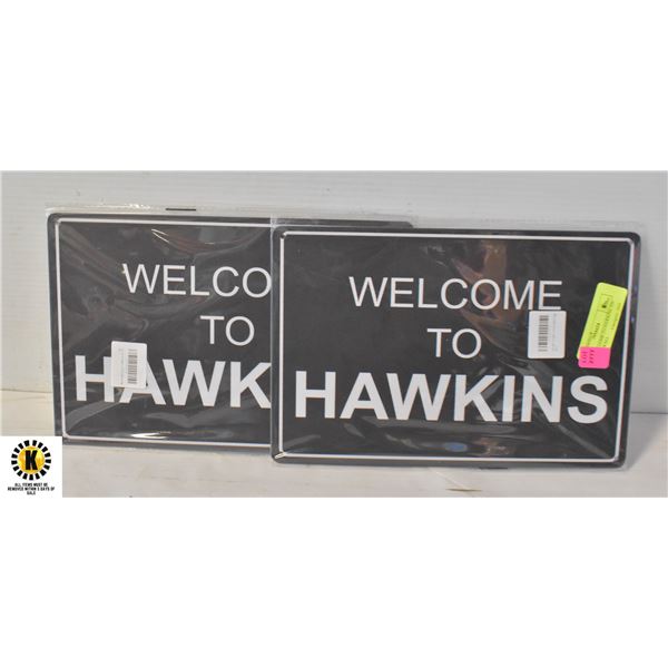 2 PCS WELCOME TO HAWKINS TIN SIGN ART WALL