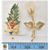 Image 1 : CHRISTMAS AND WHITE ROSE BROACHES