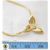 Image 1 : 16 INCH GOLD PLATED FLOWER AND JEWELED NECKLACE