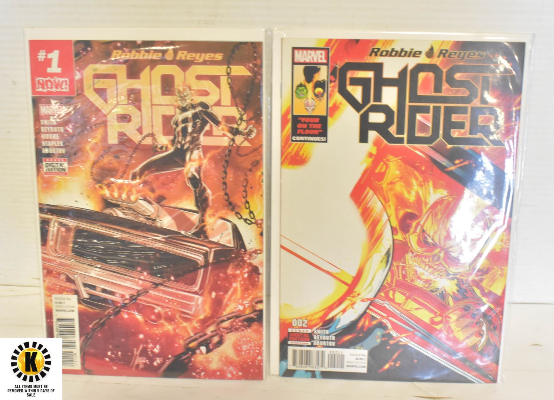 MARVEL ROBBIE REYES GHOST RIDER #1, 2 COMIC LOT - Kastner Auctions