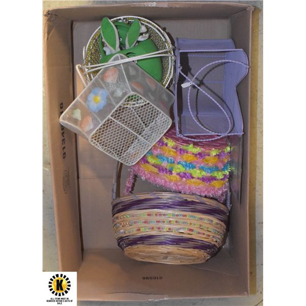 BOX OF 6 NEW EASTER BASKETS AND 2 BASKET WRAP