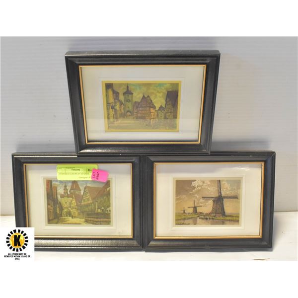 3 FRAMED EUROPEAN SCENES