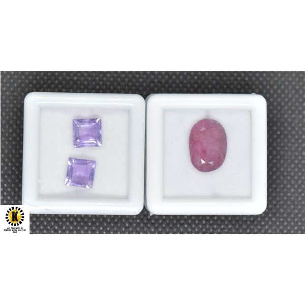 #166-NATURAL AMETHYST 3.45 CT  & RUBY 6.25 CT