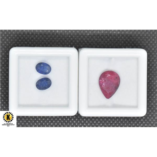 #140-NATURAL HEATED SAPPHIRE 2.65 CT & RUBY 6.10CT