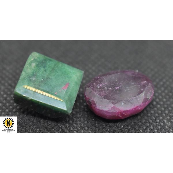 #86-GENUINE RUBY & EMERALD GEMSTONE 48.45 CT