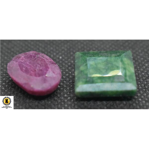 #88-GENUINE RUBY & EMERALD GEMSTONE 44.15 CT