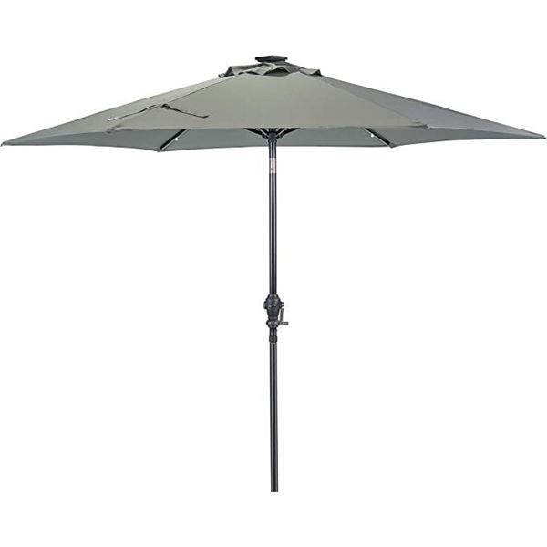 BRAND NEW DARK GREY 9FT PATIO UMBRELLA WITH SOLAR