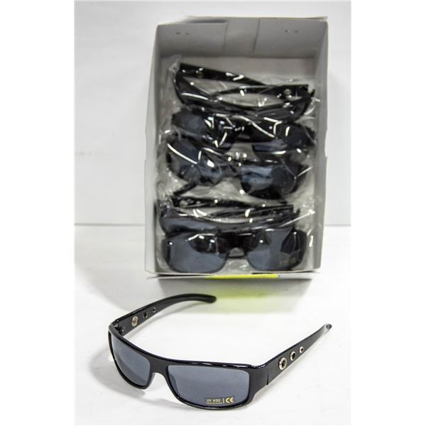 6 PAIRS BLACK MODERN WITH CHROME CIRCLE SUNGLASSE