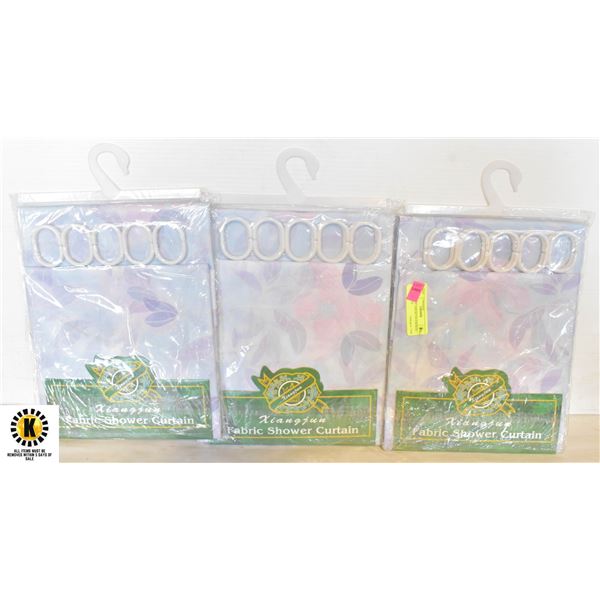 3 PACKS OF ASSORTED SHOWER CURTAINS