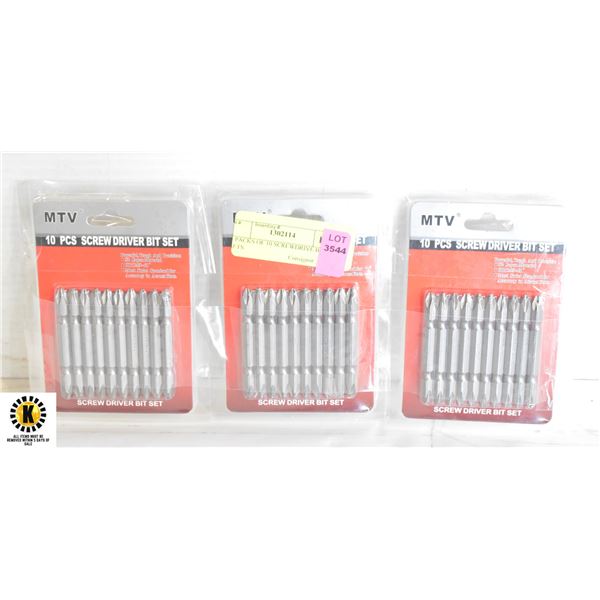 3 PACKS OF 10 SCREWDRIVE BIT SETS