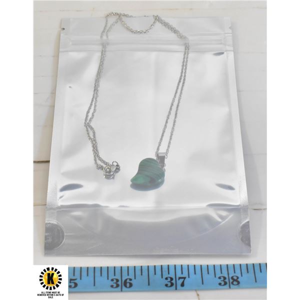 18 INCHES STAINLESS STEEL NECKLACE AGATE DOUBLE