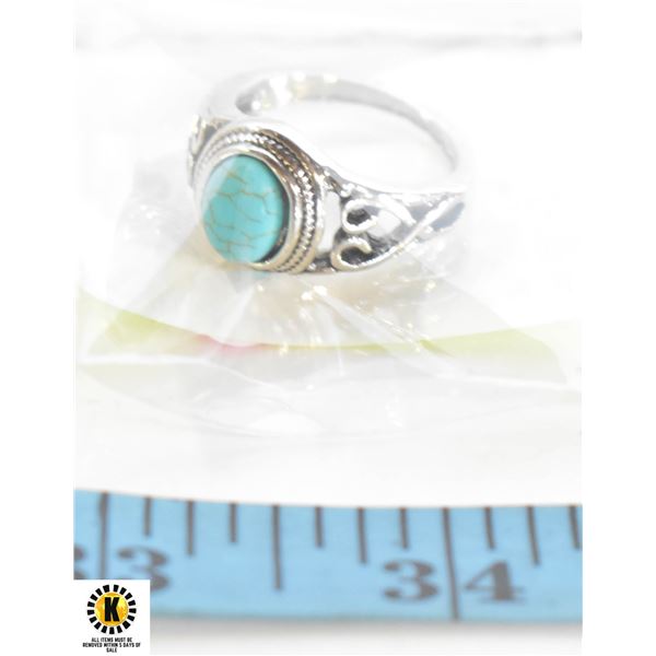 SAILIMUE STAINLESS STEEL TURQUOISE RING SIZE 9