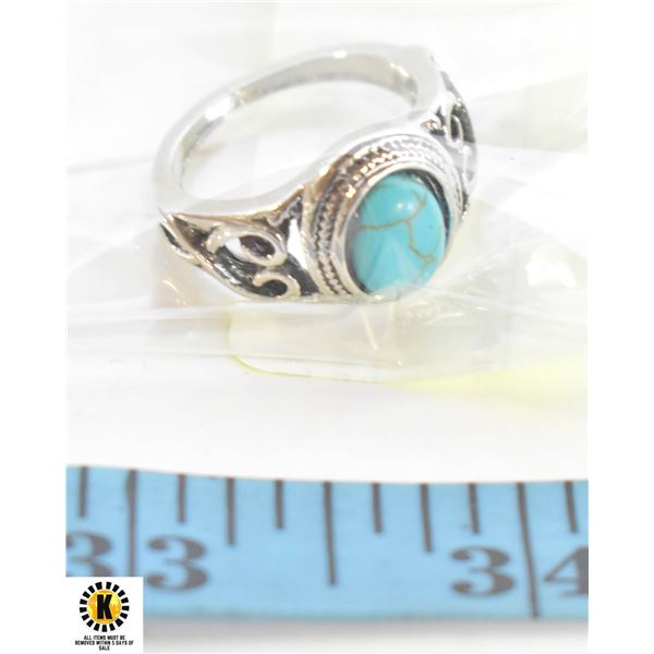 SAILIMUE STAINLESS STEEL TURQUOISE RING SIZE 9