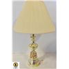 VINTAGE MID CENTURY BRASS TABLE LAMP WITH PLEATED