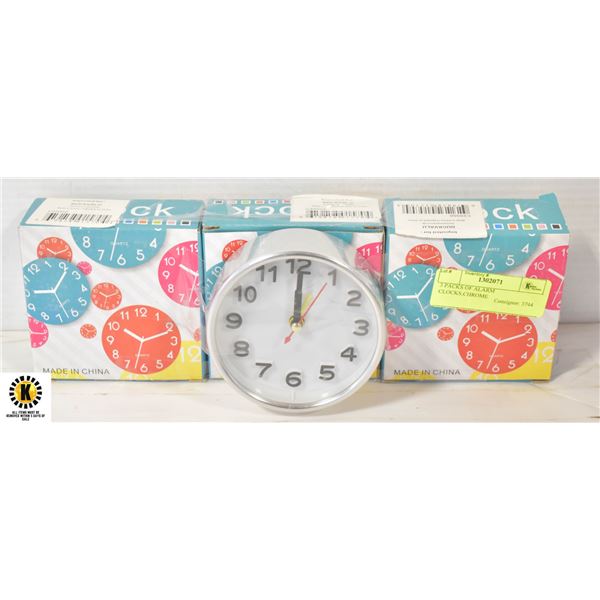 3 PACKS OF ALARM CLOCKS,CHROME