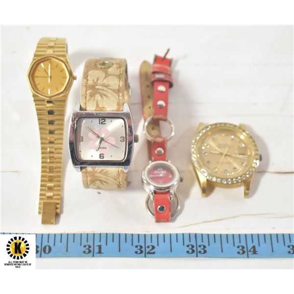 LOT OF 4 LADIES WATCHES INCL ROLEX REPLICA