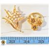 Image 1 : 2 GOLD TONE FLOWER THEME BROACHES