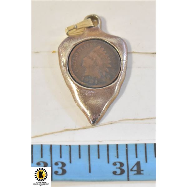 ARROWHEAD PENDANT WITH 1901 AMERICAN PENNY